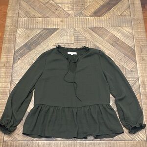 LOFT Dark Green Peplum Blouse